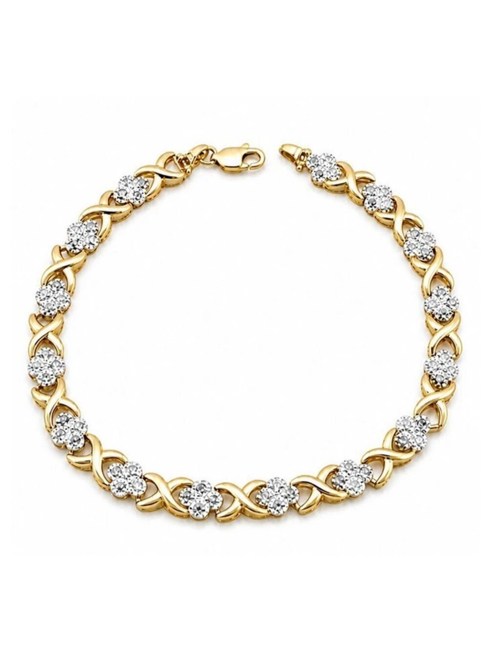 Genuine 0.75 Cts Diamond Tennis Bracelet 10k Yellow Gold
